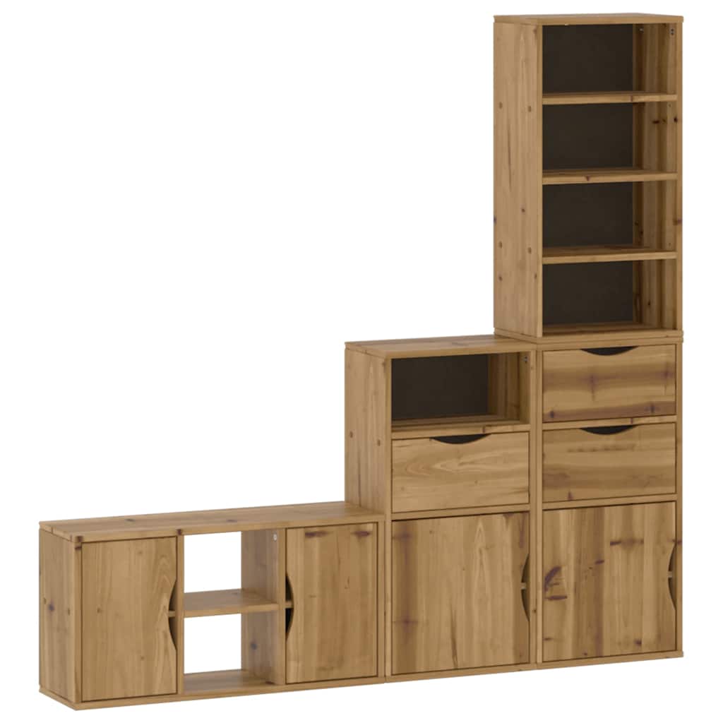 vidaXL 4 Piece TV Units with Storage "ODDA" Solid Wood Pine
