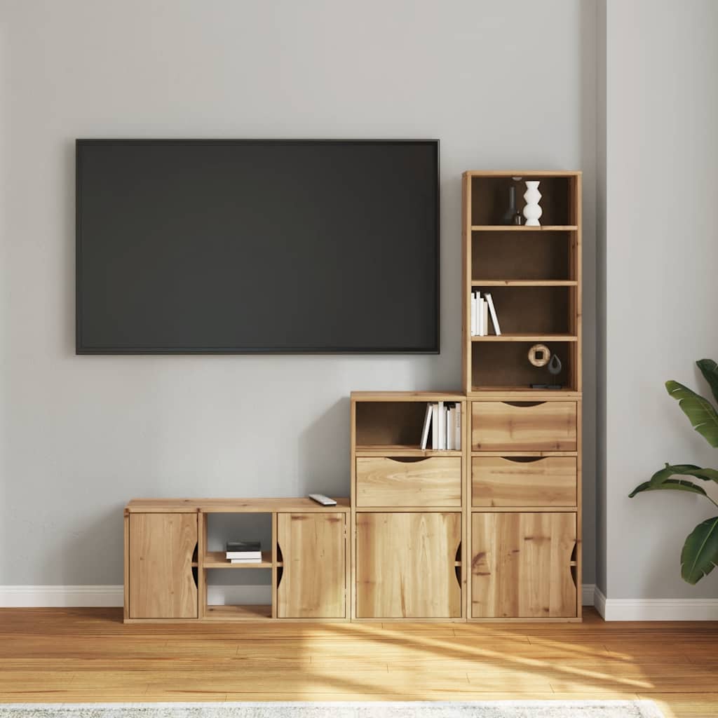 vidaXL 4 Piece TV Units with Storage ODDA Solid Wood Pine