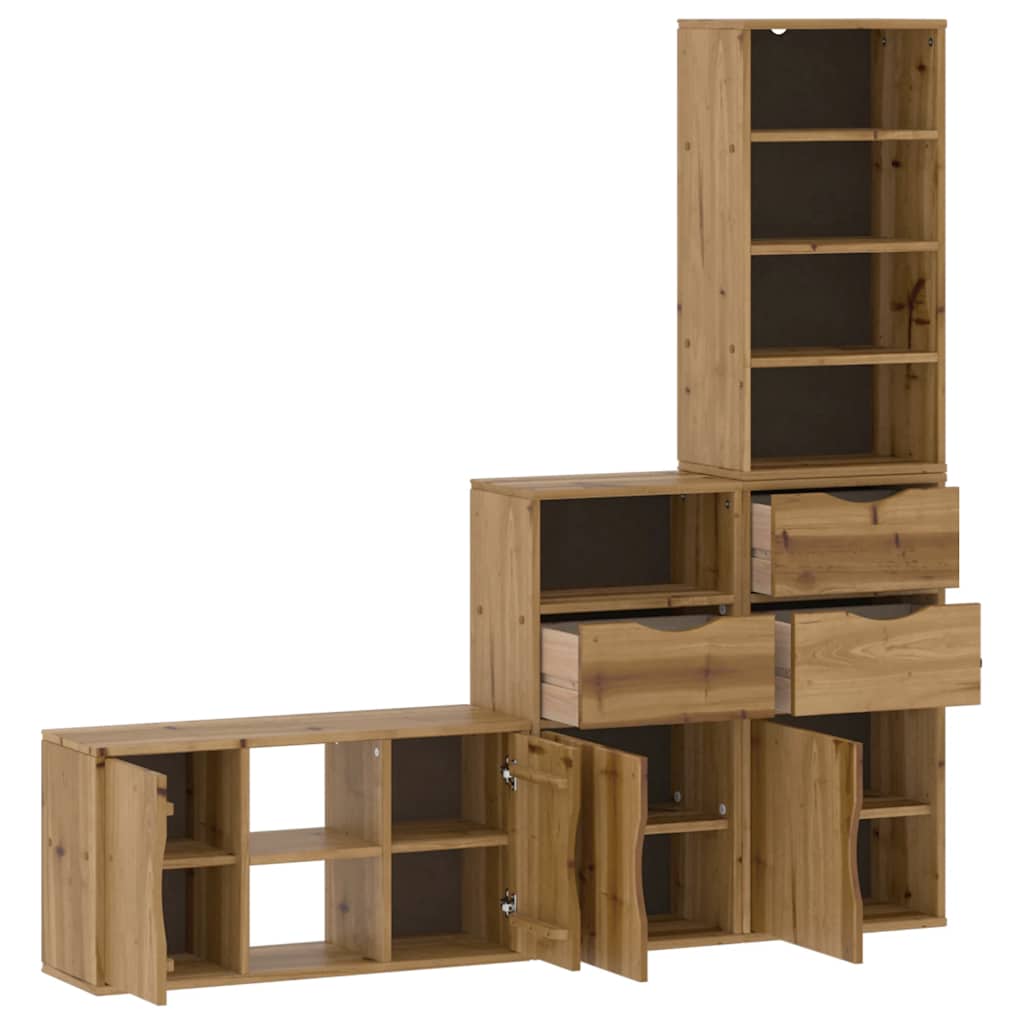 vidaXL 4 Piece TV Units with Storage ODDA Solid Wood Pine
