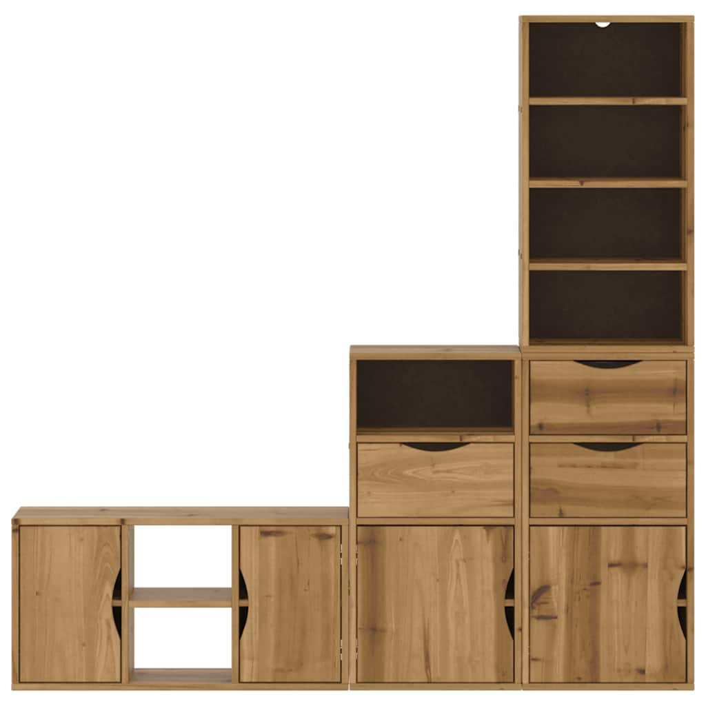 vidaXL 4 Piece TV Units with Storage ODDA Solid Wood Pine