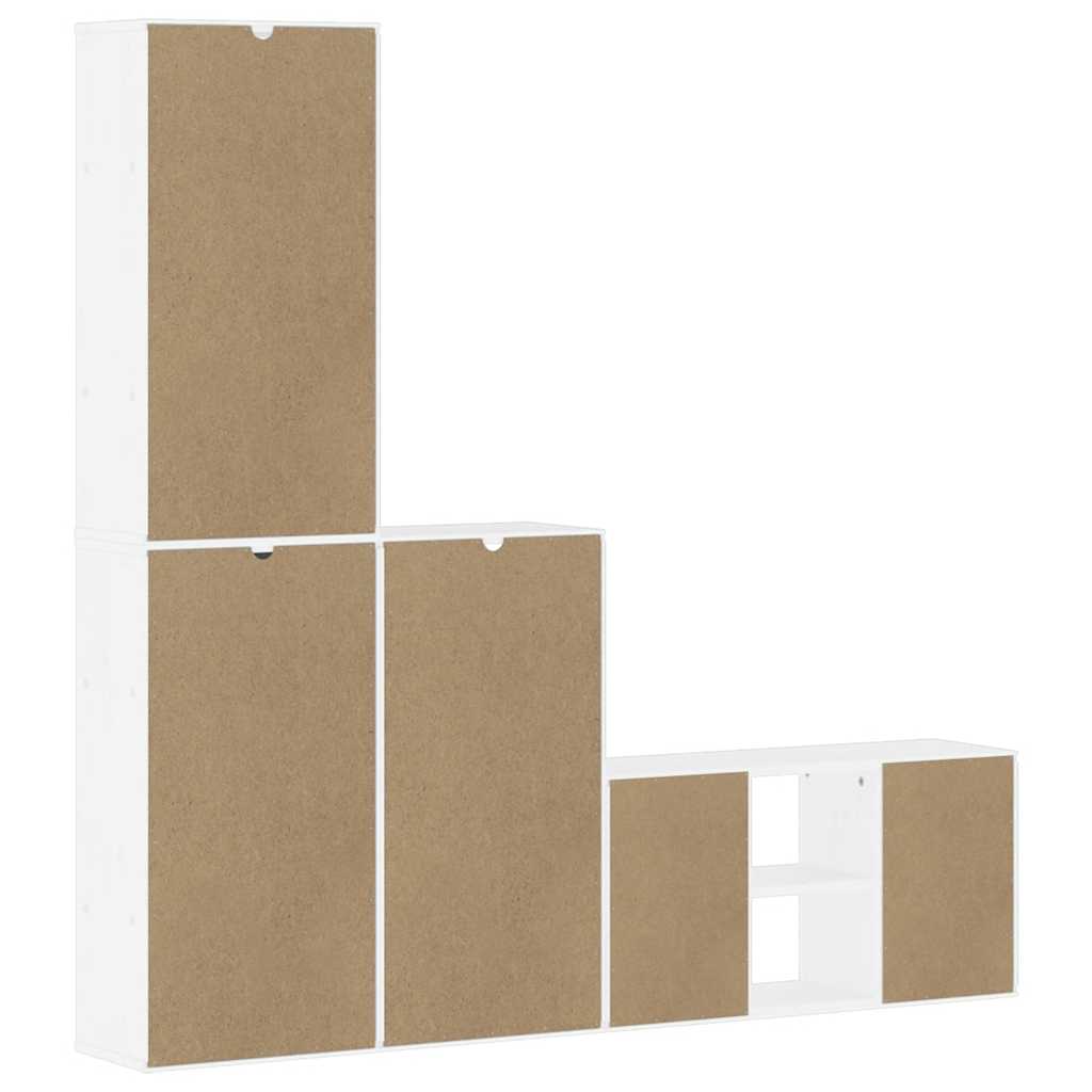vidaXL 4 Piece TV Units with Storage "ODDA" White Solid Wood Pine