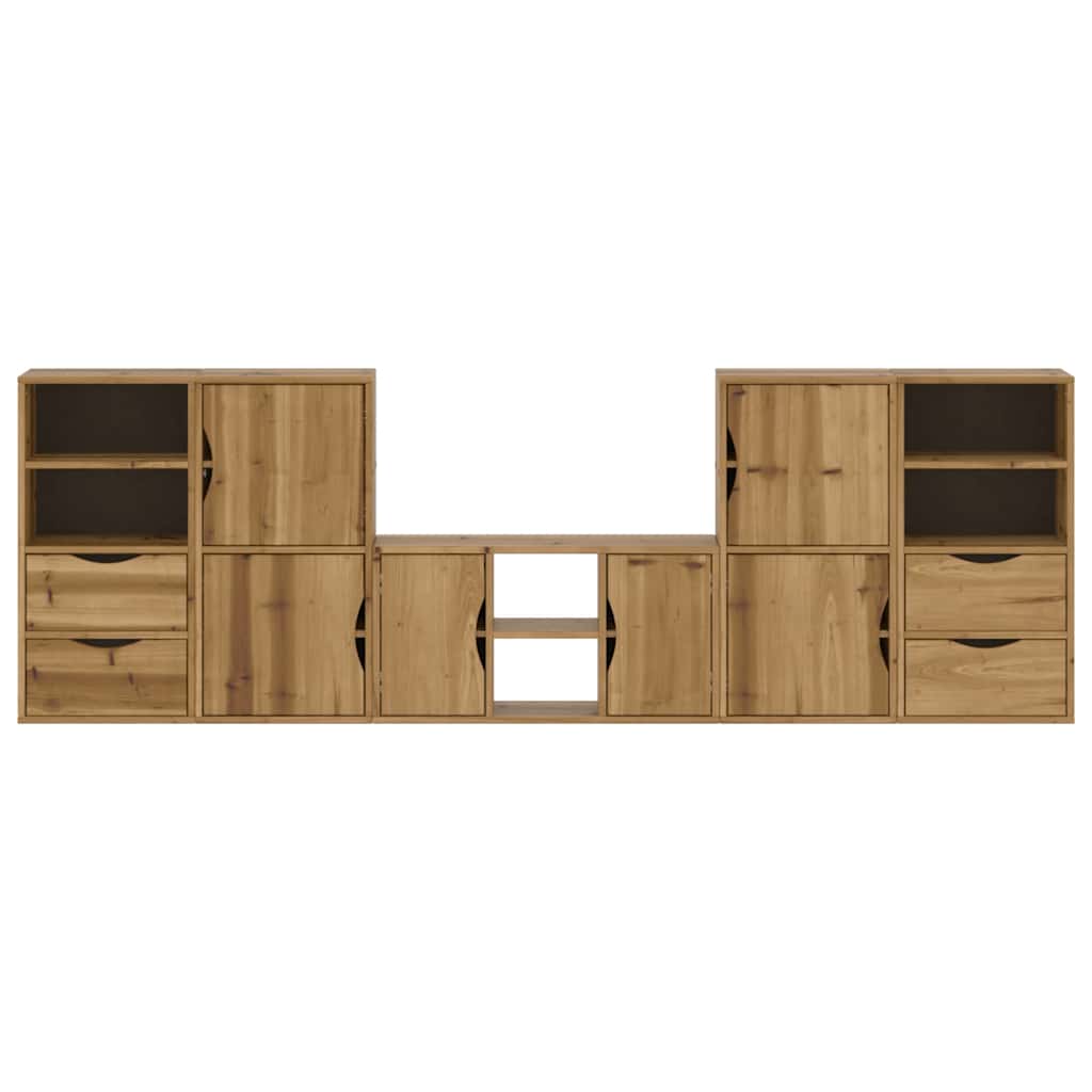 vidaXL 5 Piece TV Units with Storage ODDA Solid Wood Pine
