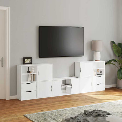 vidaXL 5 Piece TV Units with Storage ODDA White Solid Wood Pine