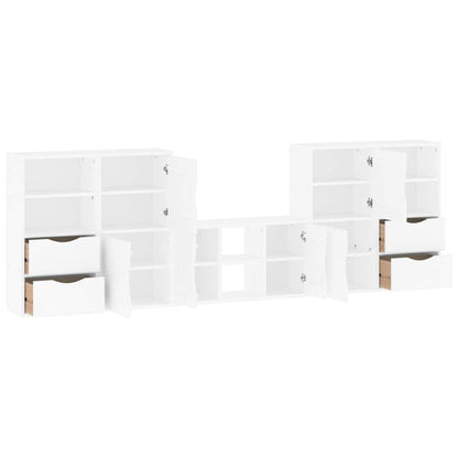 vidaXL 5 Piece TV Units with Storage ODDA White Solid Wood Pine