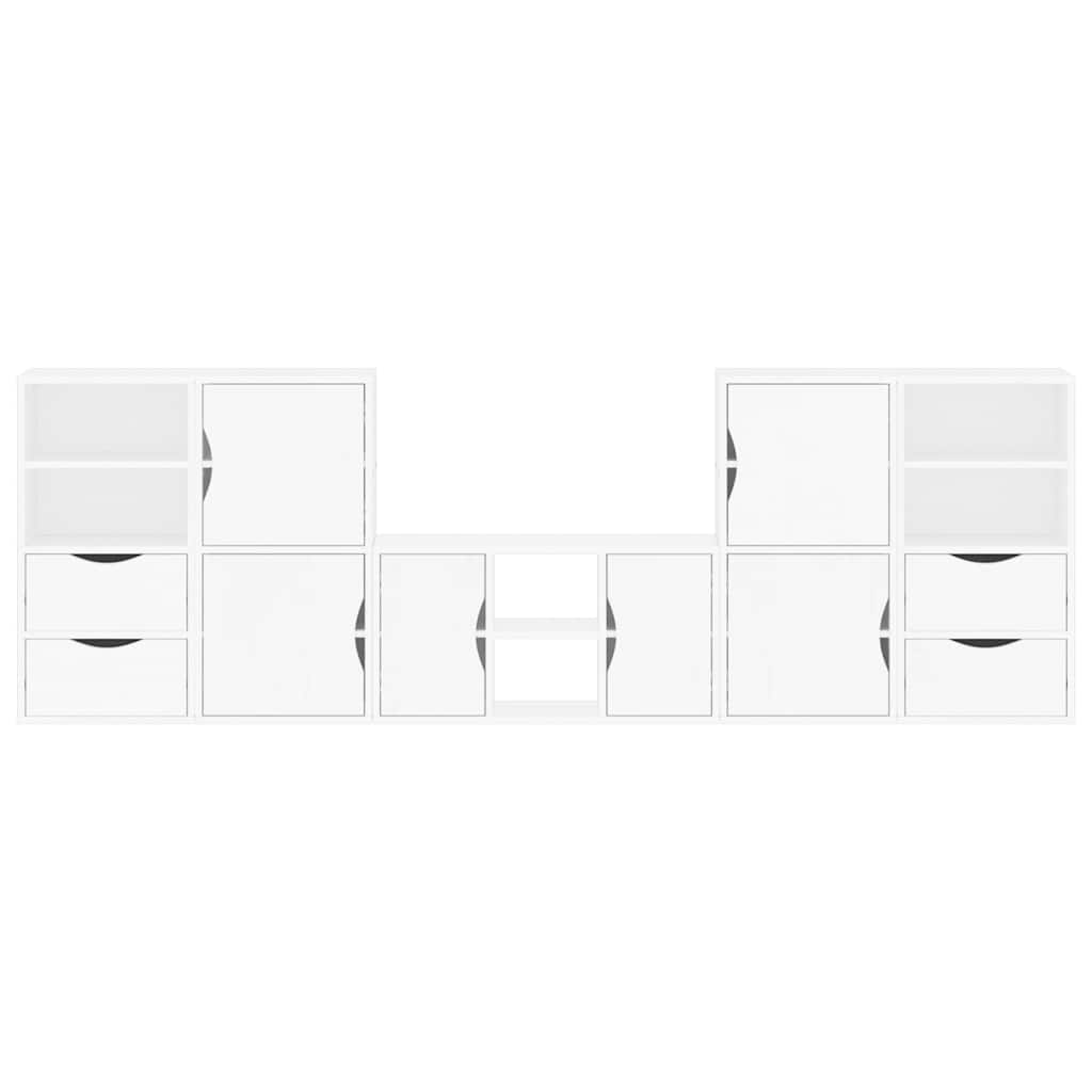 vidaXL 5 Piece TV Units with Storage ODDA White Solid Wood Pine