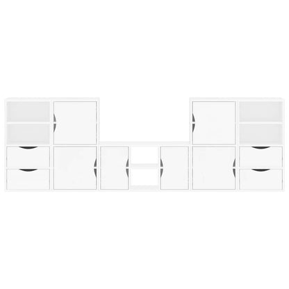 vidaXL 5 Piece TV Units with Storage ODDA White Solid Wood Pine