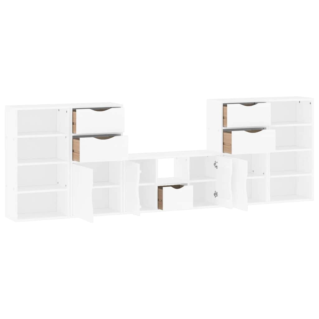 vidaXL 5 Piece TV Units with Storage ODDA White Solid Wood Pine