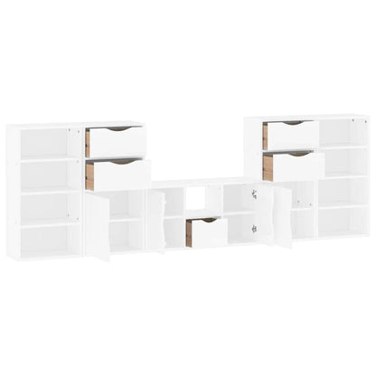 vidaXL 5 Piece TV Units with Storage ODDA White Solid Wood Pine