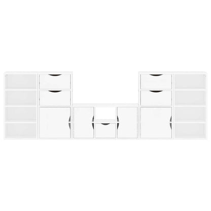 vidaXL 5 Piece TV Units with Storage ODDA White Solid Wood Pine