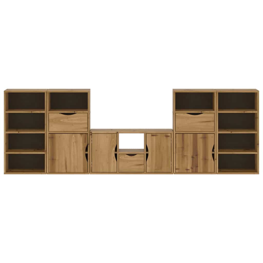 vidaXL 5 Piece TV Units with Storage ODDA Solid Wood Pine
