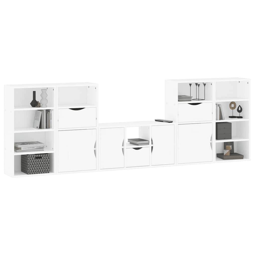 vidaXL 5 Piece TV Units with Storage ODDA White Solid Wood Pine