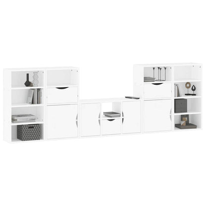 vidaXL 5 Piece TV Units with Storage ODDA White Solid Wood Pine