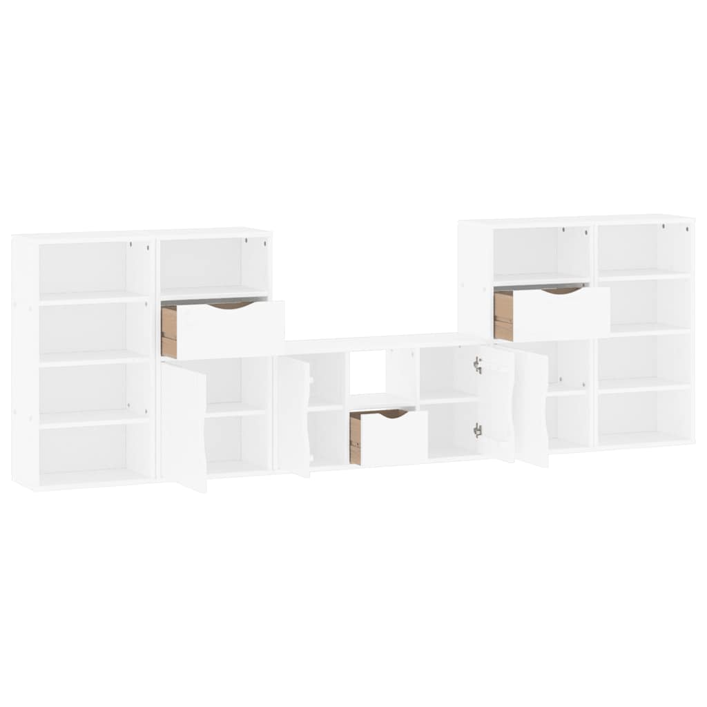 vidaXL 5 Piece TV Units with Storage ODDA White Solid Wood Pine