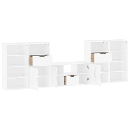 vidaXL 5 Piece TV Units with Storage ODDA White Solid Wood Pine