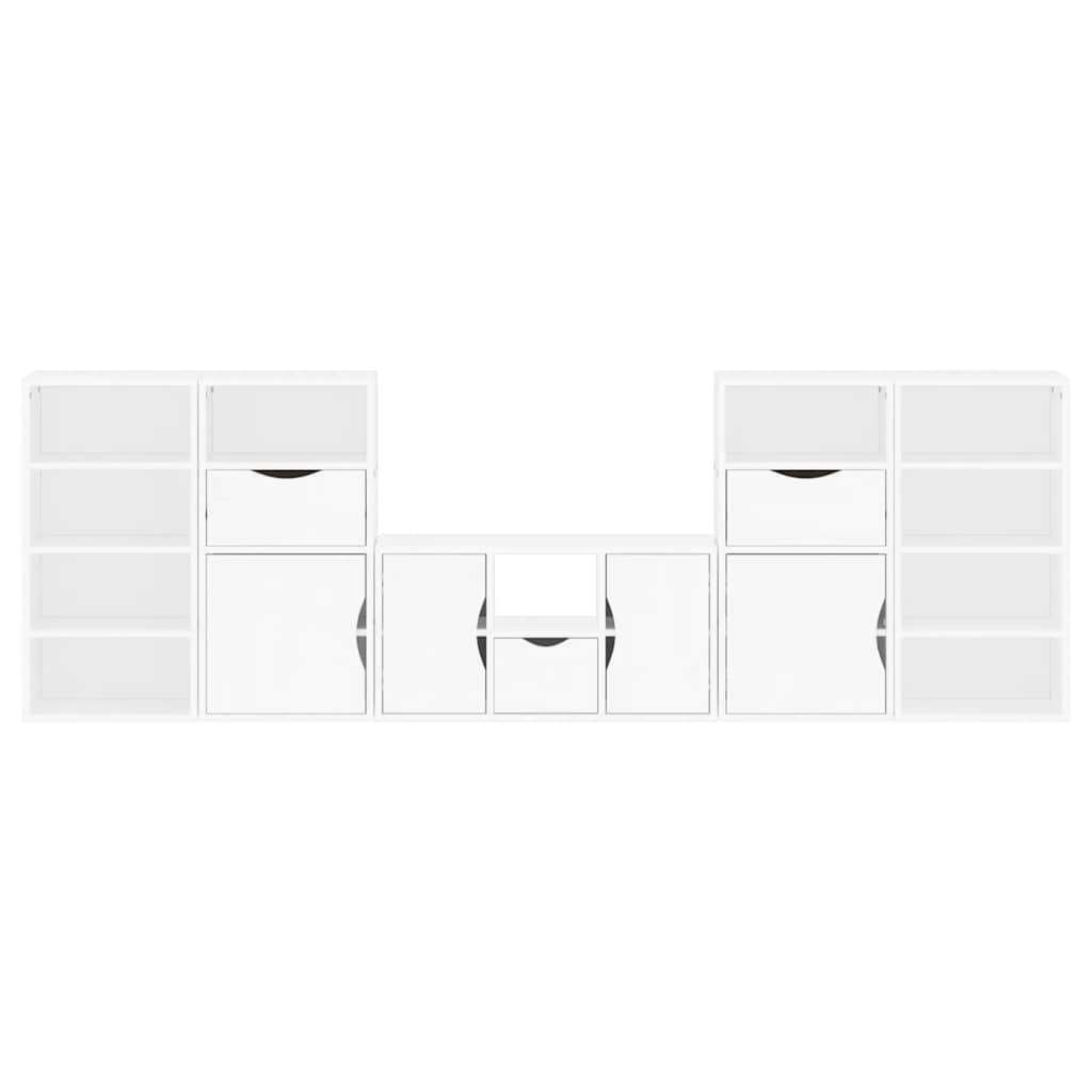 vidaXL 5 Piece TV Units with Storage ODDA White Solid Wood Pine