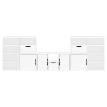 vidaXL 5 Piece TV Units with Storage ODDA White Solid Wood Pine