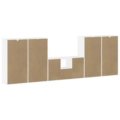 vidaXL 5 Piece TV Units with Storage ODDA White Solid Wood Pine