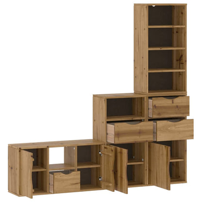 vidaXL 4 Piece TV Units with Storage ODDA Solid Wood Pine