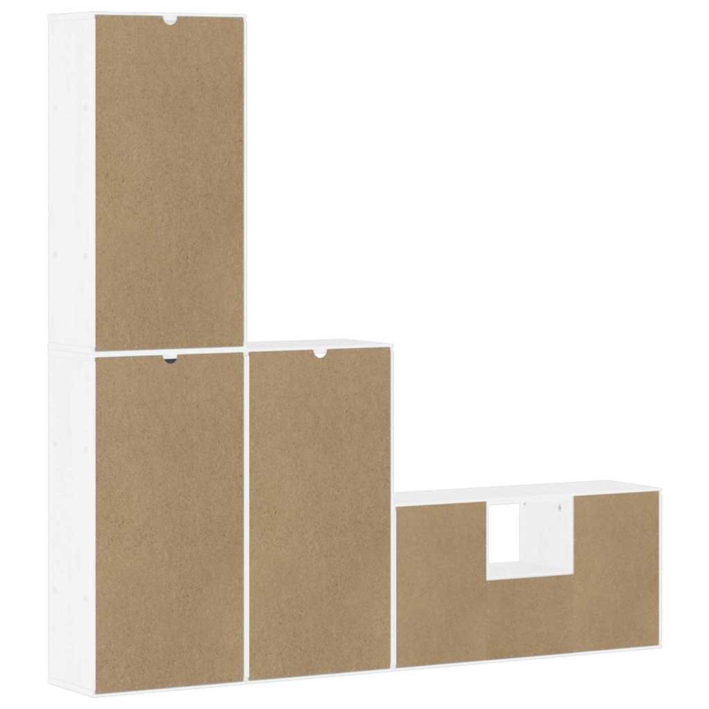 vidaXL 4 Piece TV Units with Storage "ODDA" White Solid Wood Pine