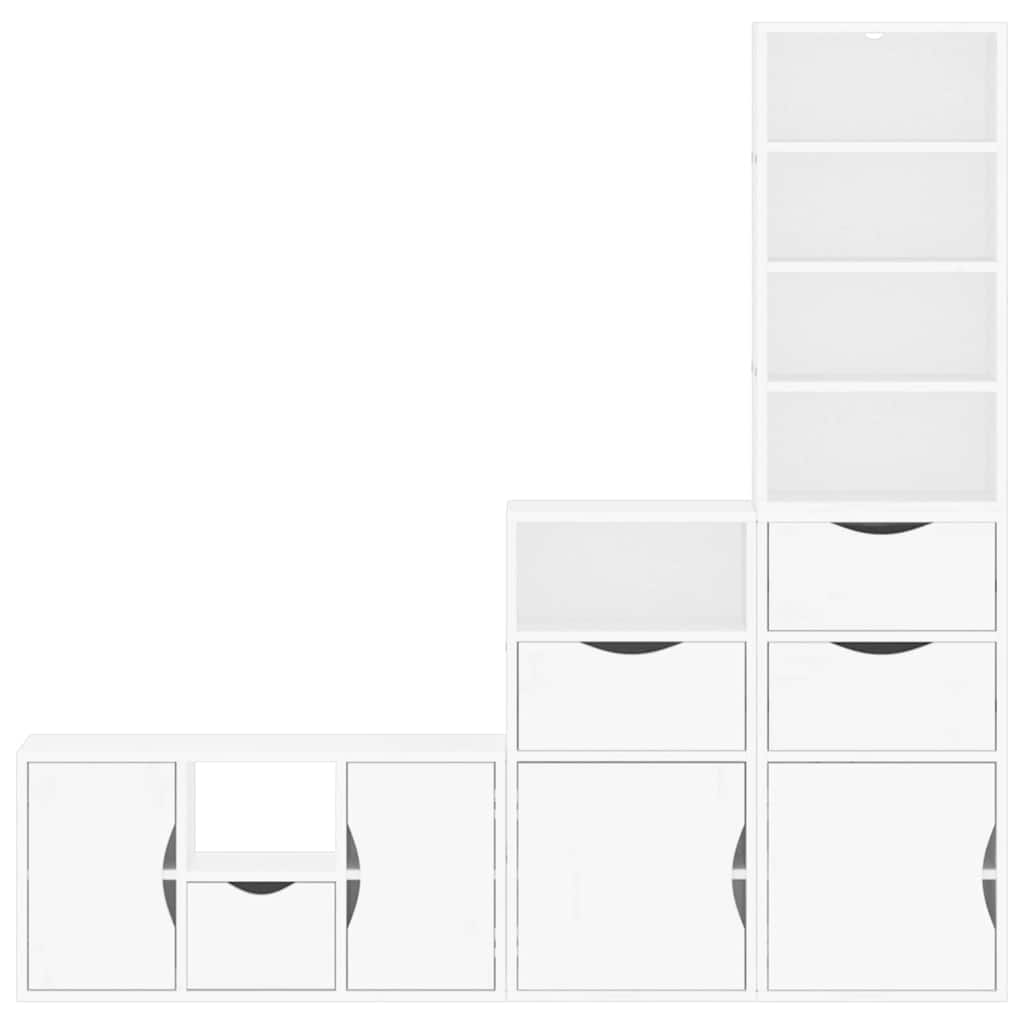 vidaXL 4 Piece TV Units with Storage ODDA White Solid Wood Pine