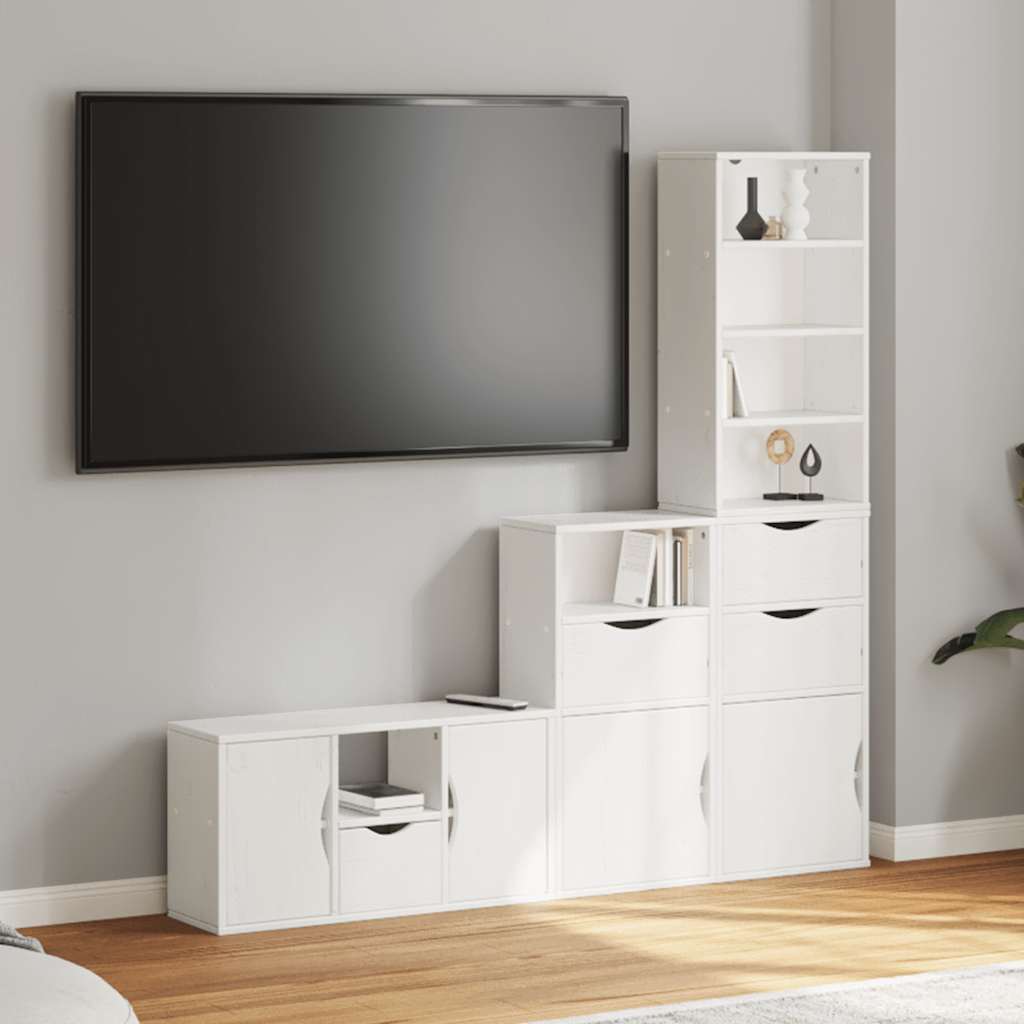 vidaXL 4 Piece TV Units with Storage ODDA White Solid Wood Pine