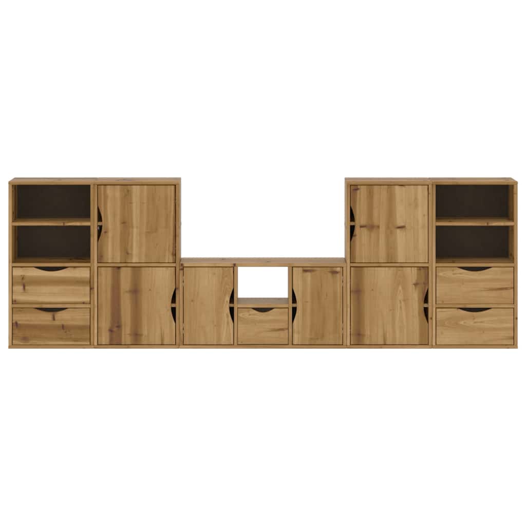 vidaXL 5 Piece TV Units with Storage ODDA Solid Wood Pine
