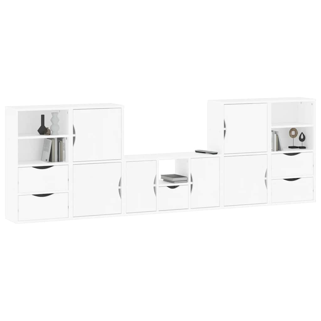 vidaXL 5 Piece TV Units with Storage ODDA White Solid Wood Pine