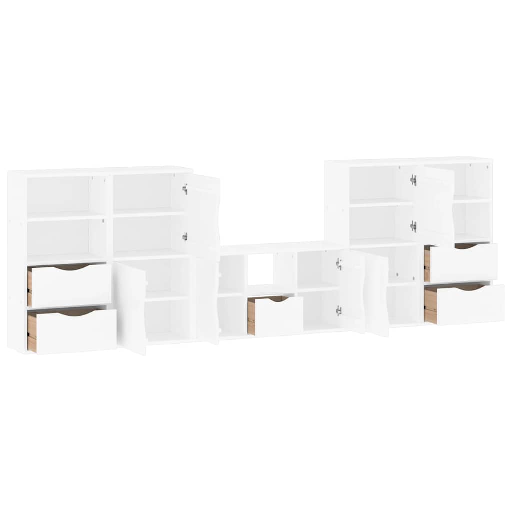 vidaXL 5 Piece TV Units with Storage ODDA White Solid Wood Pine