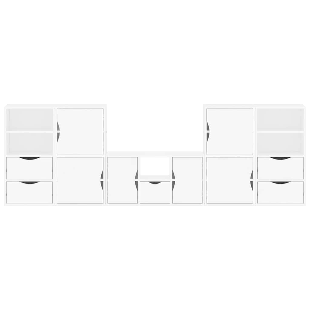 vidaXL 5 Piece TV Units with Storage ODDA White Solid Wood Pine