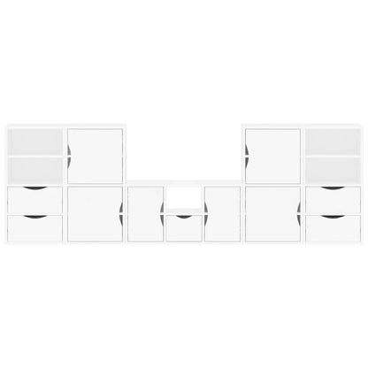 vidaXL 5 Piece TV Units with Storage ODDA White Solid Wood Pine