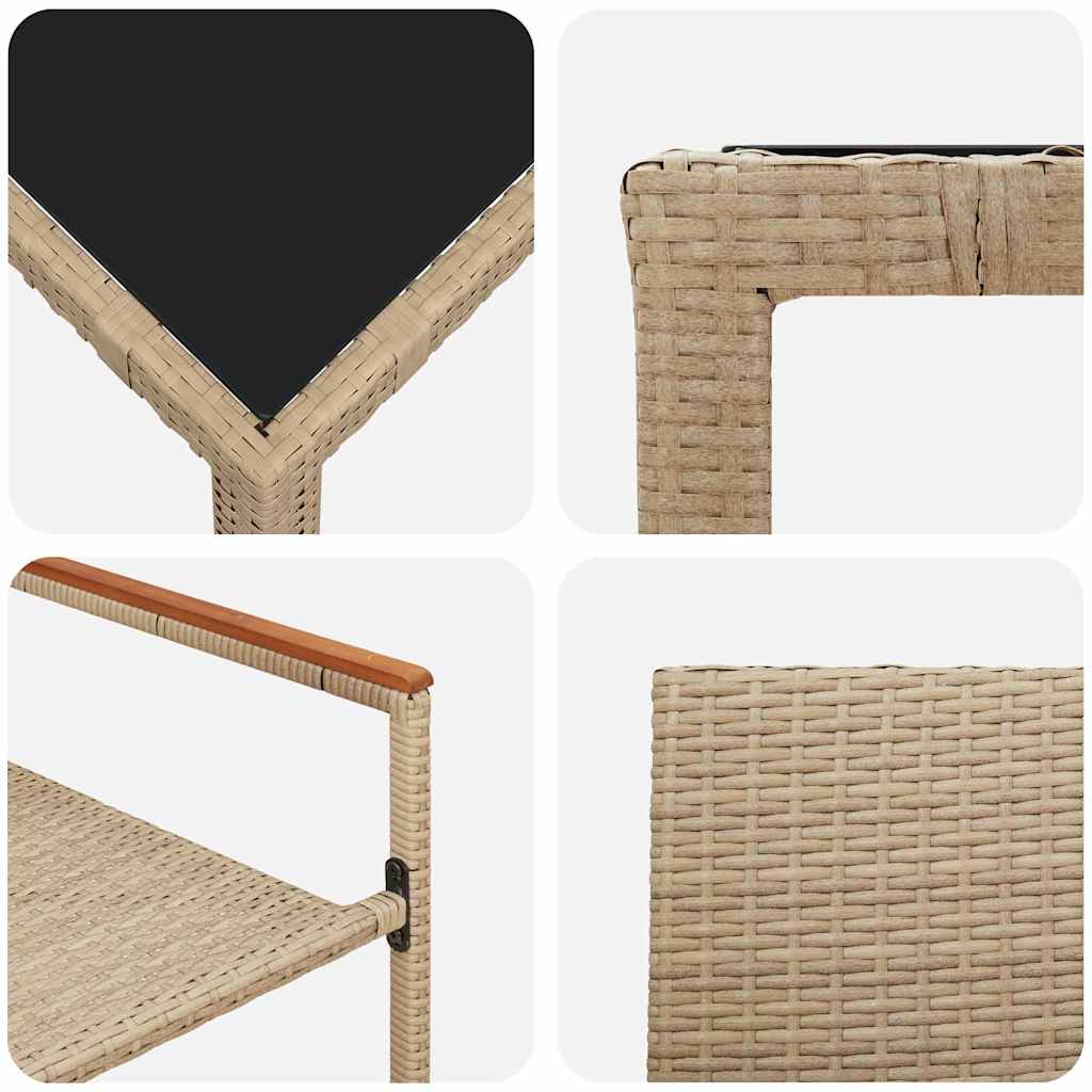 vidaXL Garden Dining Set 3 pcs Beige Poly Rattan