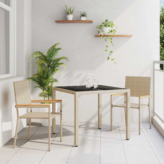 vidaXL Garden Dining Set 3 pcs Beige Poly Rattan