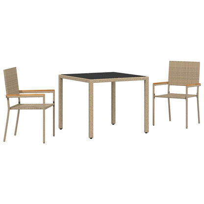 vidaXL Garden Dining Set 3 pcs Beige Poly Rattan