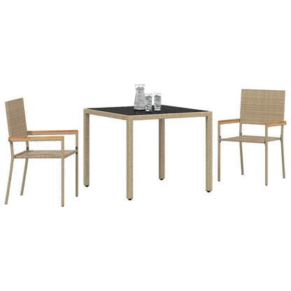 vidaXL Garden Dining Set 3 pcs Beige Poly Rattan