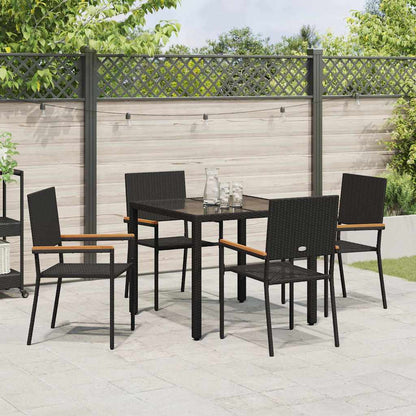 vidaXL Garden Dining Set 5 pcs Black Poly Rattan