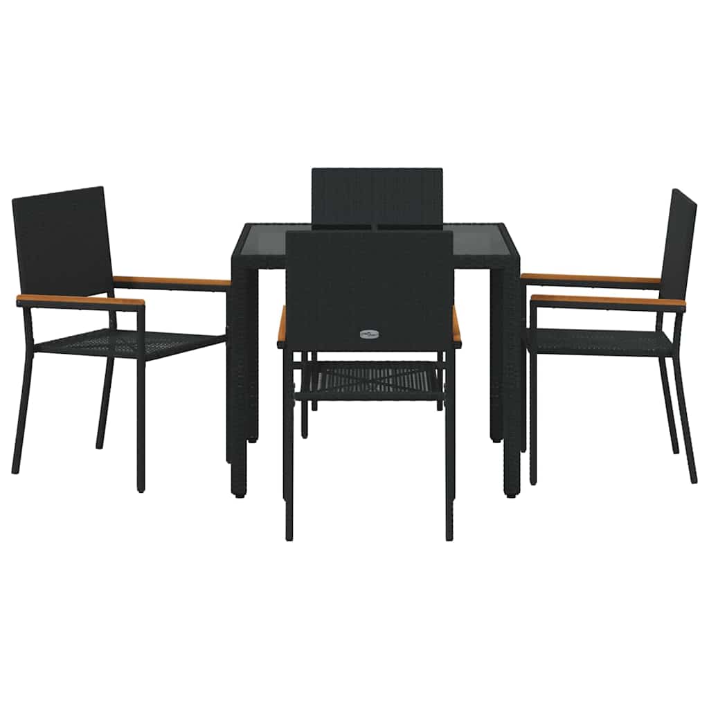vidaXL Garden Dining Set 5 pcs Black Poly Rattan
