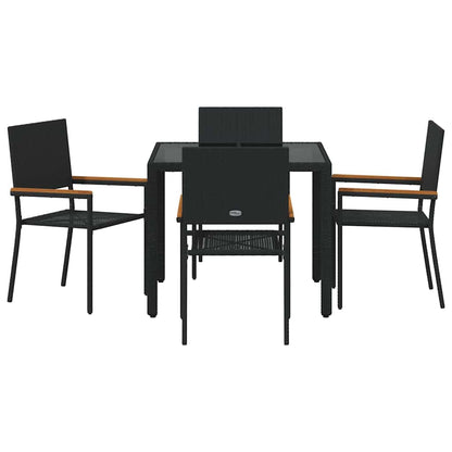 vidaXL Garden Dining Set 5 pcs Black Poly Rattan