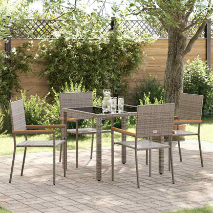 vidaXL Garden Dining Set 5 pcs Grey Poly Rattan
