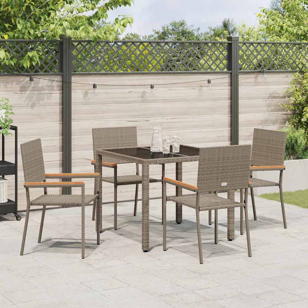 vidaXL Garden Dining Set 5 pcs Grey Poly Rattan