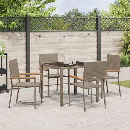 vidaXL Garden Dining Set 5 pcs Grey Poly Rattan