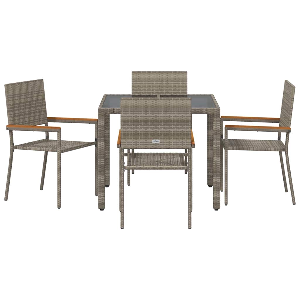 vidaXL Garden Dining Set 5 pcs Grey Poly Rattan