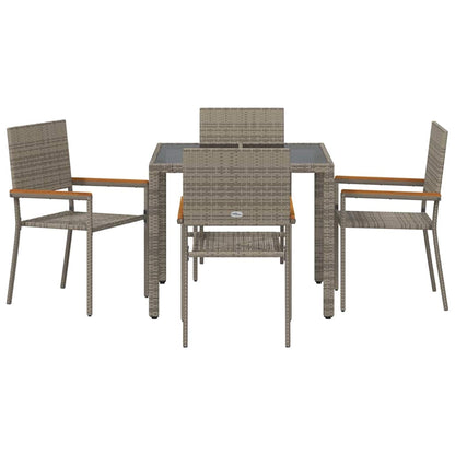 vidaXL Garden Dining Set 5 pcs Grey Poly Rattan