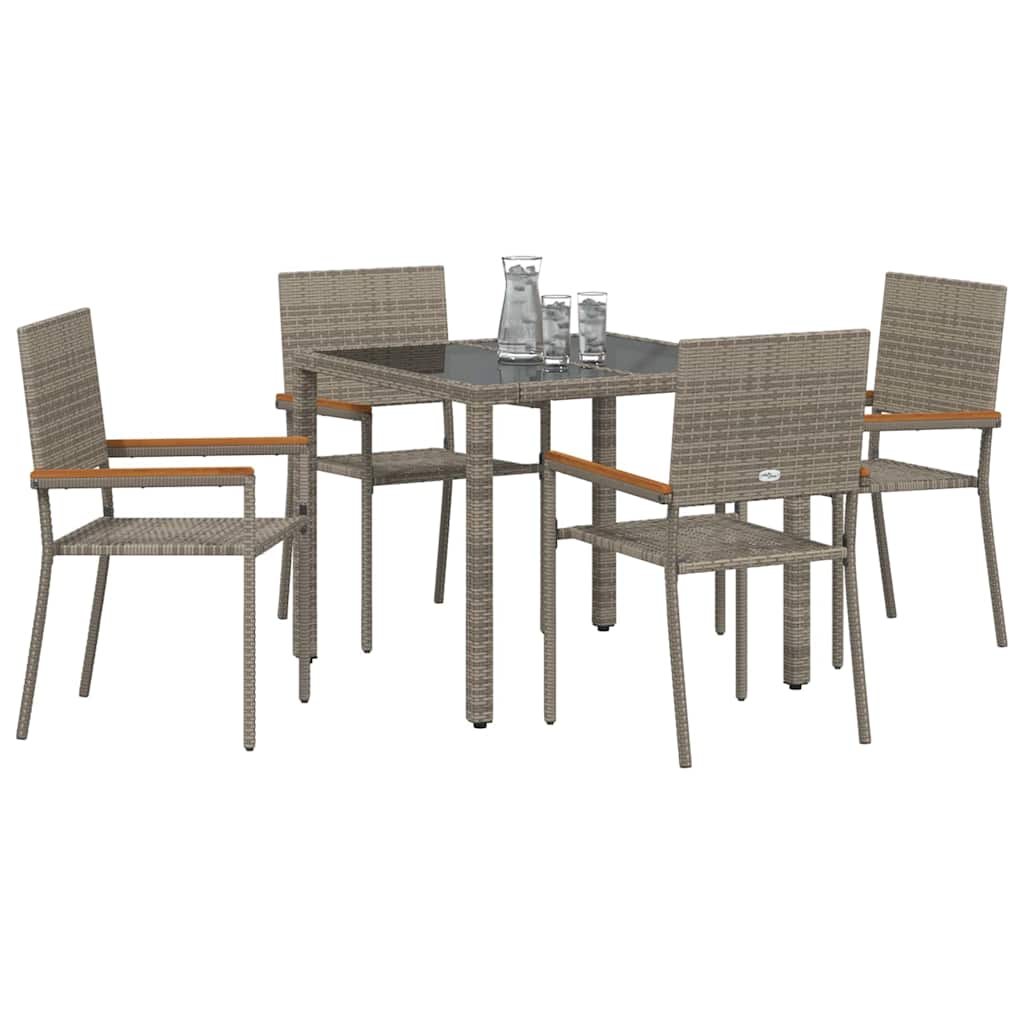 vidaXL Garden Dining Set 5 pcs Grey Poly Rattan