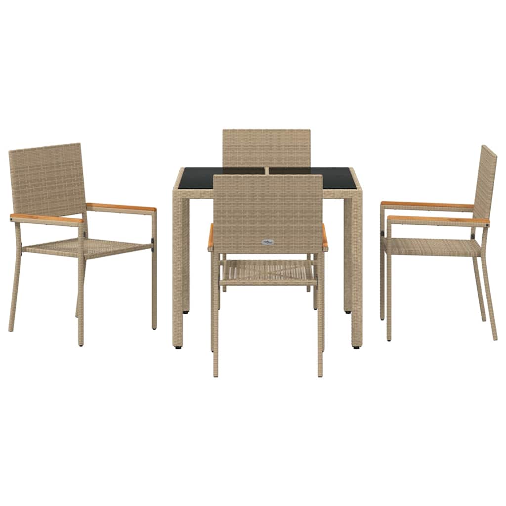 vidaXL Garden Dining Set 5 pcs Beige Poly Rattan