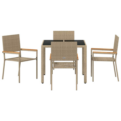 vidaXL Garden Dining Set 5 pcs Beige Poly Rattan