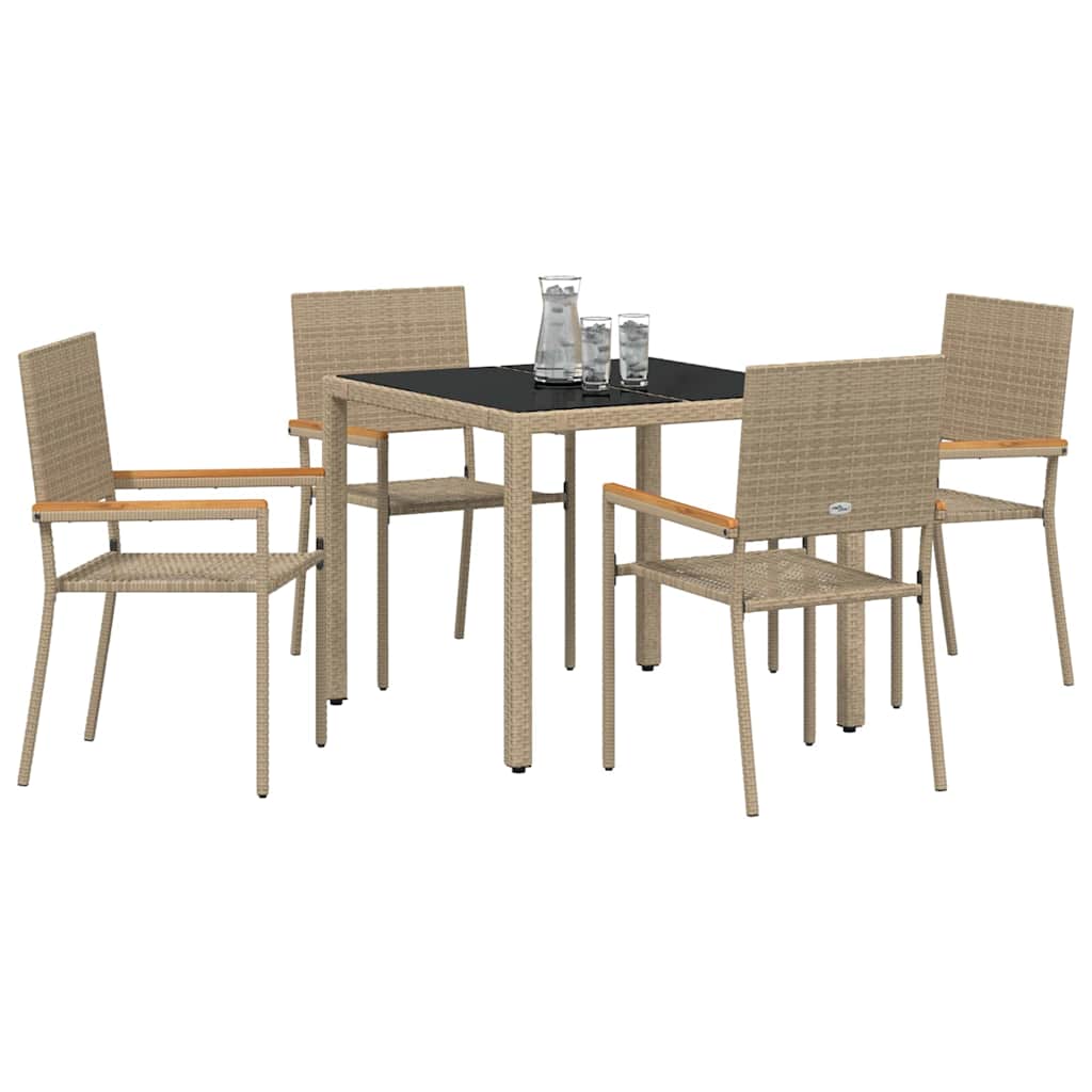 vidaXL Garden Dining Set 5 pcs Beige Poly Rattan