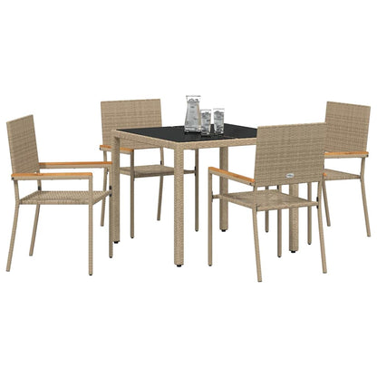 vidaXL Garden Dining Set 5 pcs Beige Poly Rattan