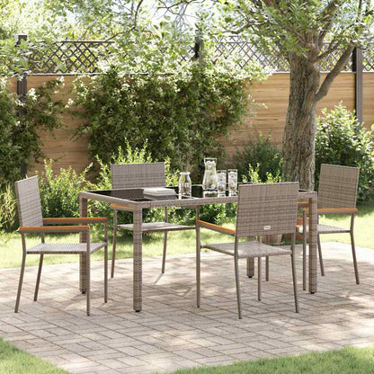 vidaXL Garden Dining Set 5 pcs Grey Poly Rattan