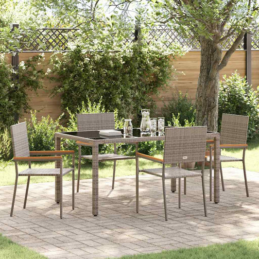 vidaXL 5 Piece Garden Dining Set Grey Poly Rattan