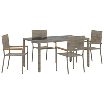 vidaXL Garden Dining Set 5 pcs Grey Poly Rattan